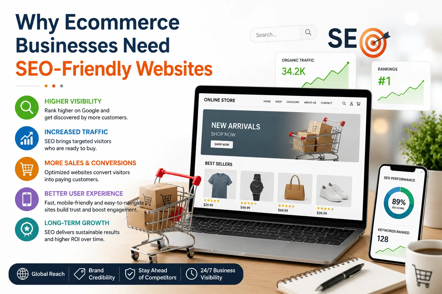 Why Ecommerce Businesses Need SEO-Friendly Websites — Higher Visibility, Traffic, Sales & Long-Term Growth | TechMR Mumbai